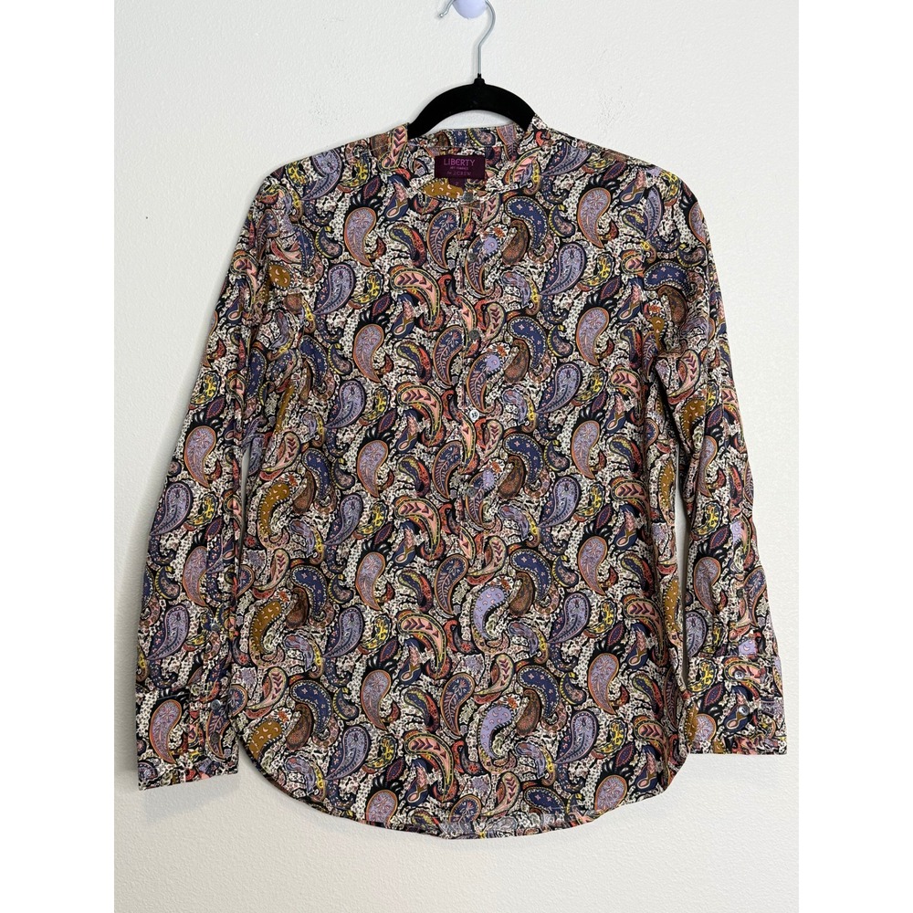 J.Crew Liberty Art Fabrics Paisley Cotton Band Collar Shirt Multicolor Women's 2